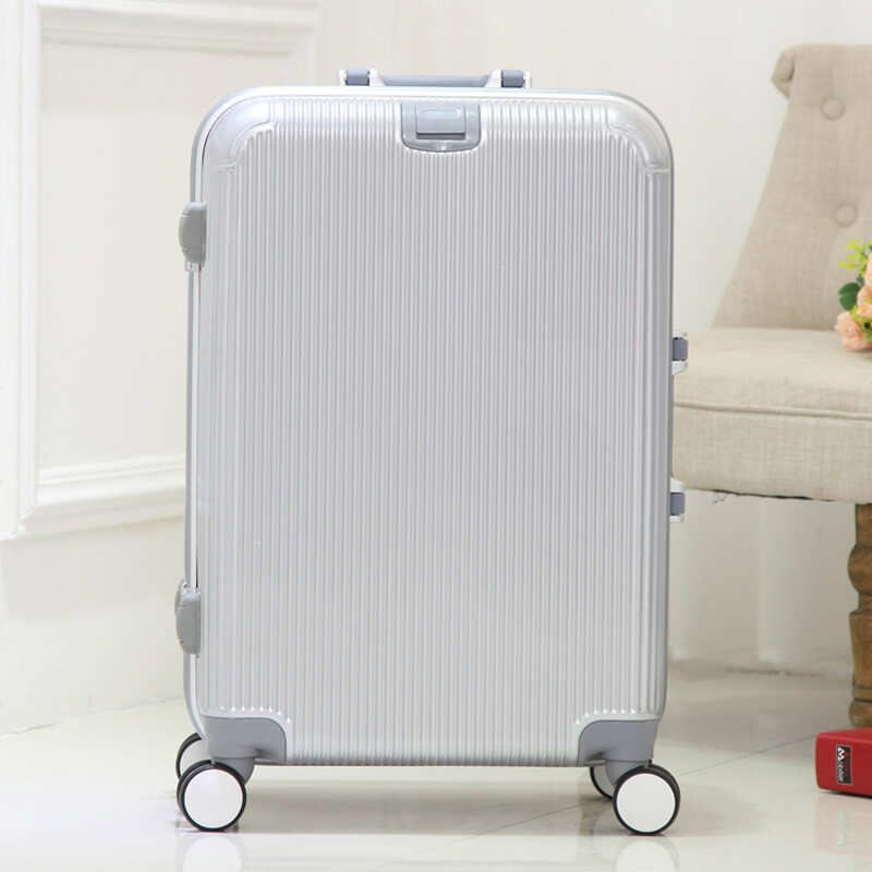 BOTUNG 條紋鋁框拉桿箱萬向輪20寸24寸28寸旅行箱男女登機行李箱出差托運箱包 金色 20寸